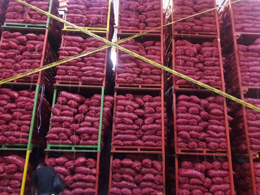 Ini Jumlah Bawang Disita Polisi Dari Penggerebekan Gudang Bawang di Surabaya